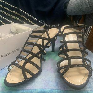 Strappy High Heel, Sparkling Navy Blue